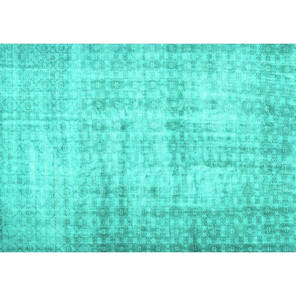 Ahgly Company Machine Washable Indoor Rectangle Persian Turquoise Blue Traditional Area Rugs, 5' x 7'