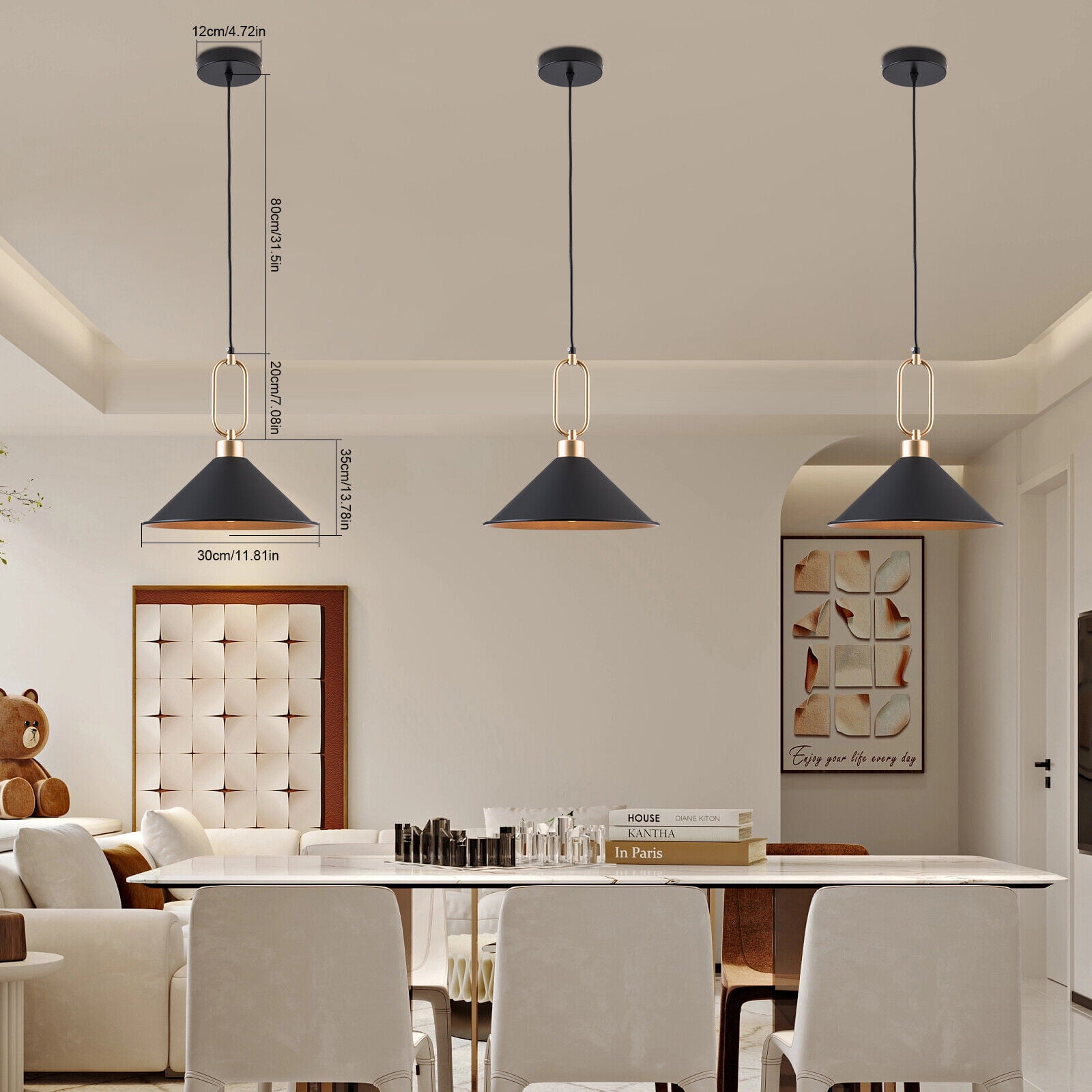 Vintage LED Ceiling Light 3 Head Cluster Retro Pendant Lamp Industrial