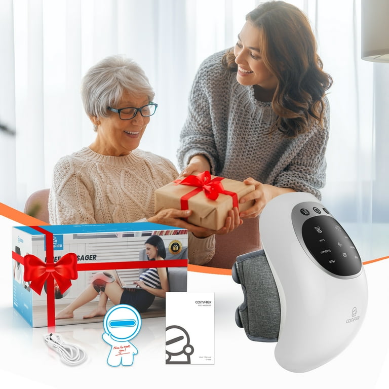 Comfier Cordless Knee Massager with Heat and Vibration Rechargeable Foot massager Shoulder Massager with LED Screen for Knee Massage White Gifts Walmart
