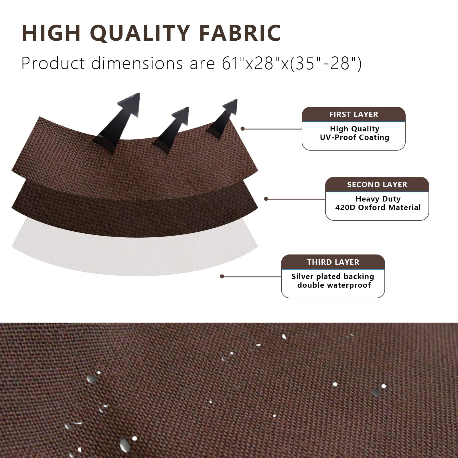 Porch Swing Cover, 56x32x25 Inches, Outdoor Swing Cover Waterproof for Patio Garden Furniture, Patio Swing Cover All Weather Protection ( Beige +brown)