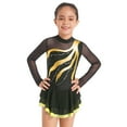 thumbnail image 2 of TiaoBug Girls Stylish Mesh Splice Rhinestone Figure Ice Skating Dress Long Sleeves Ballet Dance Tutu Dress Yellow 16, 2 of 5