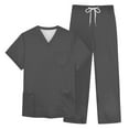 thumbnail image 4 of HAJWOH Dark Gray Scrubs Sets for Men Stretchy Nurse Uniform Short Sleeve V Neck Scrub Top & Pants Solid Color Medical Scrub Sets with Multi Pocket Dark Gray XL, 4 of 4