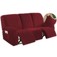 thumbnail image 3 of TOPCHANCES 3 Seats Recliner Sofa Slipcover, 8 Pieces Recliner Cover with Side Pocket, Non-Slip 3 Cushion Couch Cover Furniture Protector, Wine Red, 3 of 8