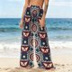 thumbnail image 1 of Pantalones de playa de gasa ligeros para mujer con protección solar, pantalones anchos de estilo bohemio estampados, blusa para mujer, 1 of 7