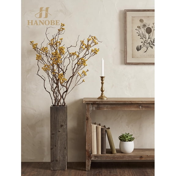 Hanobe Wood Floor Vase Decorative Tall， 21 Inch Wooden OblongTall Vases for Decor Living Room Floor (Light Brown)