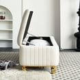 thumbnail image 3 of Tufted Beige Storage Bench with Smooth Velvet and Solid Wood - Offers Storage and Comfort in Bedroom, 3 of 7