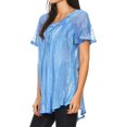 thumbnail image 4 of Sakkas Aline Women's Short Sleeve Casual Light Loose Scoop Neck Top Blouse Shirt - Sky Blue - One Size Regular, 4 of 5