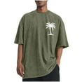 thumbnail image 2 of Men Printed Casual Sports Washed Distressed T-shirt Short Sleeve Round-neck Top Blouse, 2 of 5