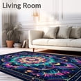 thumbnail image 2 of ODIKA 8'x10' Machine Washable Non-Slip Area Rug, Ethereal Spiral in Semi Circle Shape with Multicolor Galaxy Shades High Traffic Rug with Pad, Blue, 69145, 2 of 8