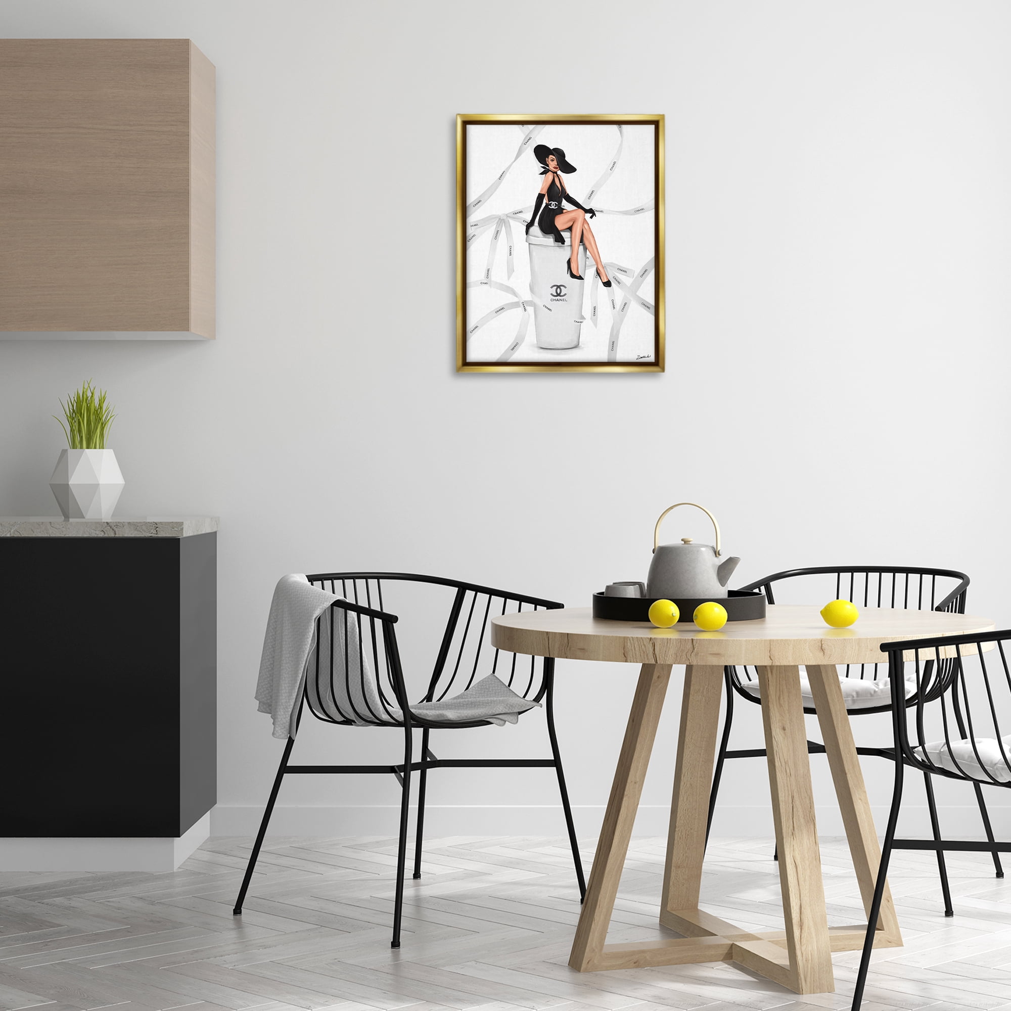 Stupell Industries Luxury Fashion Woman Beauty & Fashion Painting Gold Floater Framed Art Print Wall Art, 17 x 21