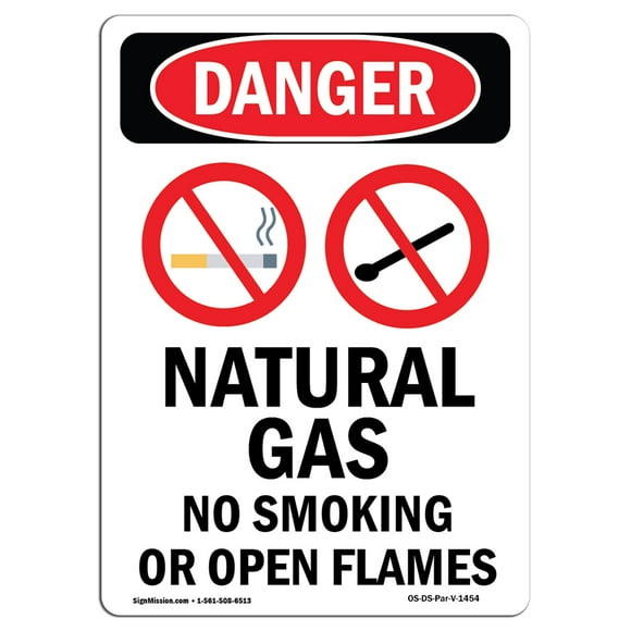 OSHA Danger Sign - Natural Gas No Smoking | Aluminum Sign | Protect Your Business, Construction Site, Warehouse & Shop Area | Made in The USA