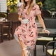 thumbnail image 3 of Balery Smiling Pink Pumpkins Vestidos sueltos de manga corta para mujer, vestidos de verano 2025, vestidos casuales de corte A con vuelo., 3 of 6