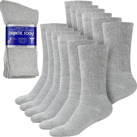 

Debra Weitzner Cotton Diabetic Socks Non-Binding Crew Socks with Heel Cushion 9/11 Gray 12 Pairs