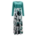 thumbnail image 4 of FcBaudy Longues Robe à Manches à Col Rond Femme Été Robe Décontractée à Manches Longues à Imprimé Floral Patchwork Robe Maxi Robe Femme, 4 of 7