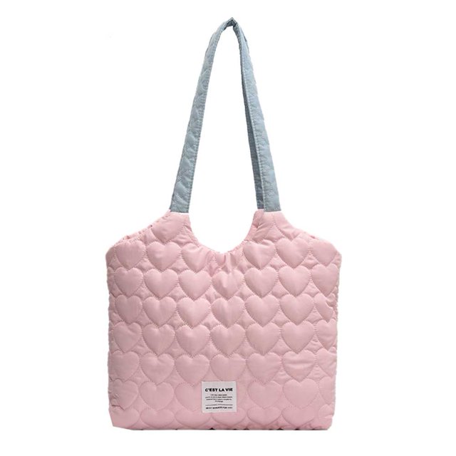 Bolso de hombro informal DQrwqpou gran capacidad acolchado con corazón color en contraste