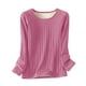 thumbnail image 2 of Ropa interior térmica para mujer, sudadera de lana gruesa de color liso y corto, ropa interior cálida de invierno, blusa de cuello redondo para mujer, 2 of 4