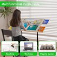 thumbnail image 2 of Adjustable Wooden Puzzle Table with Wheels and Drawer, 35x27 Inch, for 1500 Piece Puzzles in Black and Natural Wood, 2 of 12
