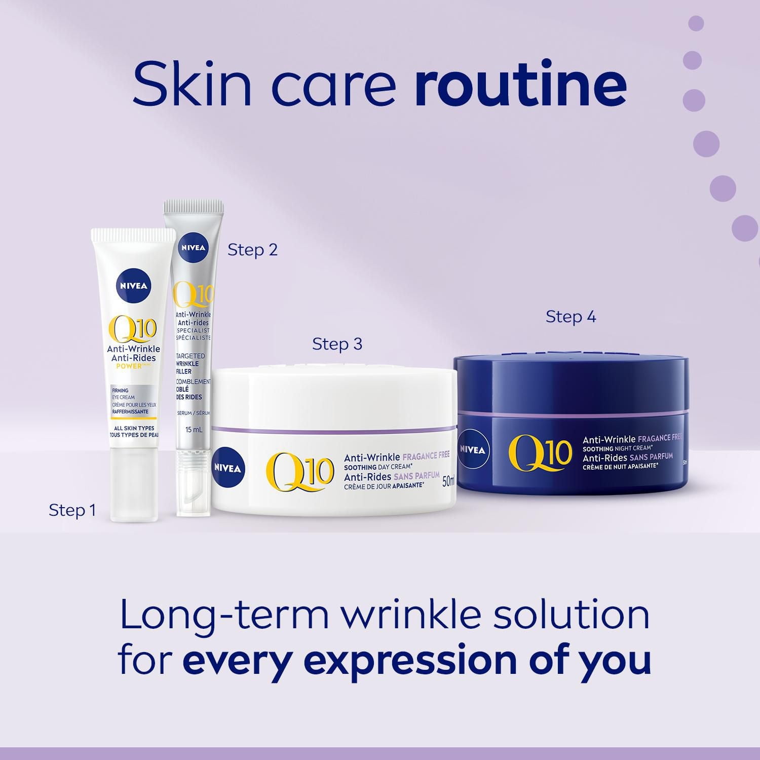 Crème de jour Anti-rides NIVEA Q10 sans parfum, Crème pour le visage anti-rides pour peau sensible pot de 50 ml