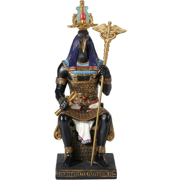 Veronese Design 9 1/4 Inch Thoth Egyptian God of Wisdom Resin Sculpture Hand Painted Black Gold Finish