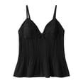thumbnail image 4 of WEIWEN Tank Tops for Women Lace V Neck Crop Cami Spaghetti Strap Tank Top Summer Cute Flowy Peplum Shirts tx01-Black, M, 4 of 4