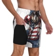 thumbnail image 2 of Gukieu Patriotic Boxing Bear Art Print Men's Double Layer Sports Swim Trunks, Quick Dry Adjustable Waist Swim Shorts Swimwear-Small, 2 of 6