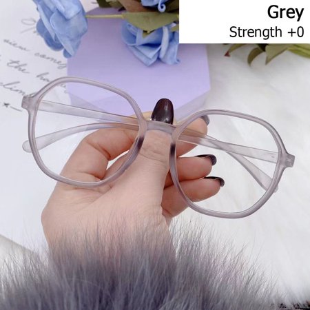 Women Men Far Sight Glasses PC Frame Portable Anti-UV Blue Rays Glasses Presbyopic Eyewear Computer Goggles Reading Glasses GREY STRENGTH 0