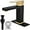 Brushed Gold Handle/Matte Black, variant on Bathroom Faucet 1 Hole, Single Handle Stainless Steel Bathroom Sink Faucet, Modern Vanity Faucets with Deck Plate,Water Supply Hoses and Pop Up Drain,Matte Black and Brushed Gold Plate