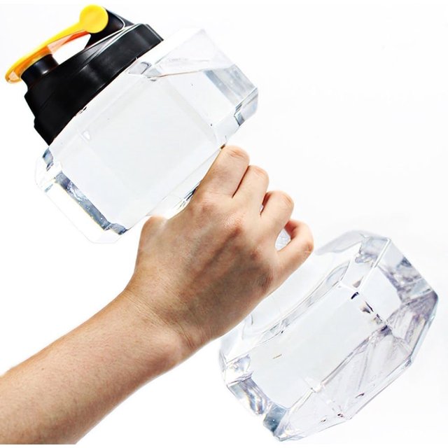 Botella De Agua Con Forma De Mancuerna De 2,2 L Petg Jarra De Agua Ecológica Para Deportes, Ejercicios Físicos, Para Gimnasio, Yoga, Correr, Andar En Bicicleta Y Acampar Al Aire Libre (Transparente)
