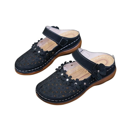 

Women s Plus Size Slip-On Casual Sandals Closed Toe Floral Vintage Sandal With Archsupport Comfort Orthopedic Sandals for Women