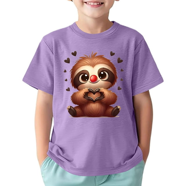 JTieacloth T-Shirt à Col Rond à Manches Courtes pour Enfants Filles, Imprimé Sport Décontracté Confortable, T-Shirts Basiques, Tailles 10-12 Ans