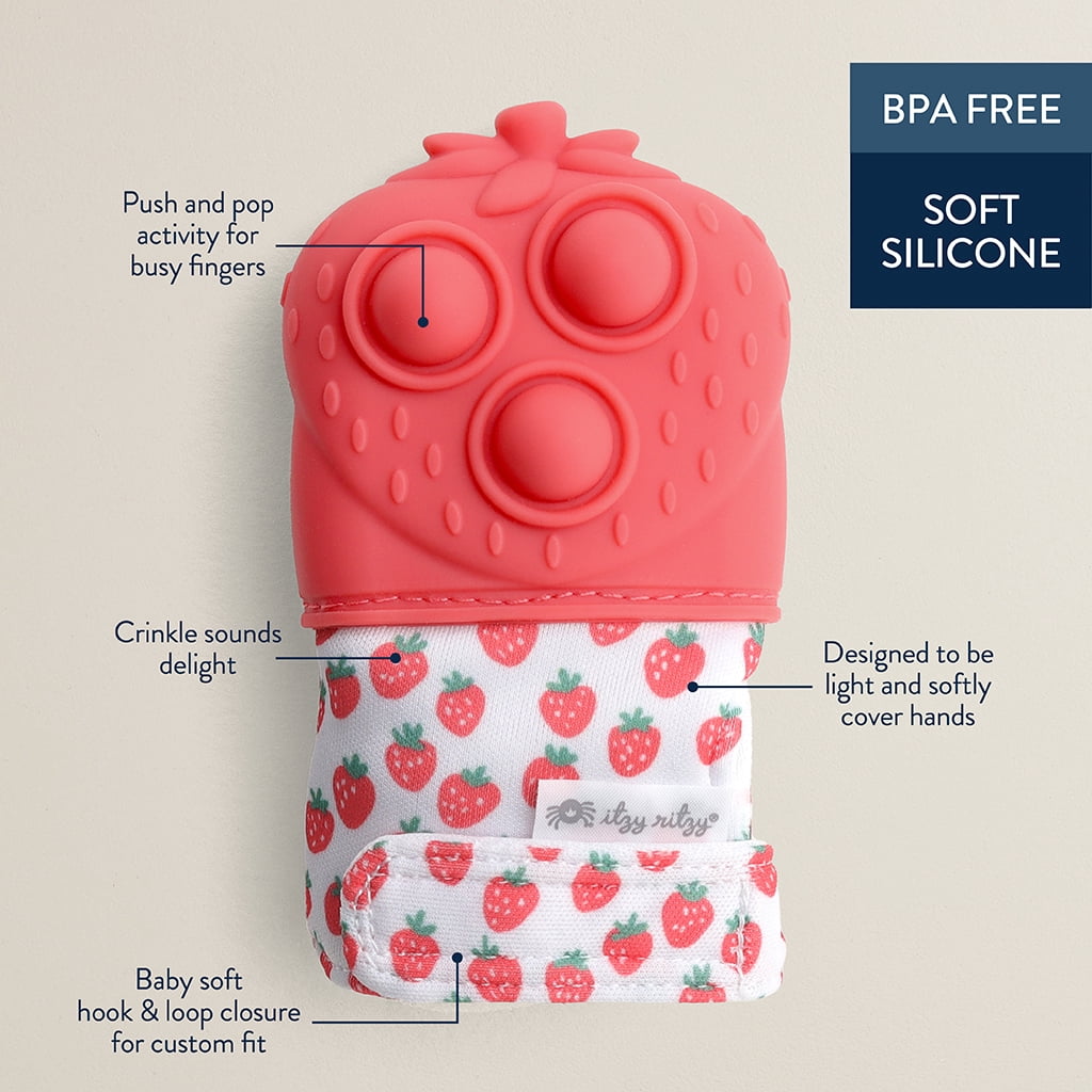 Itzy Mitt Pop™ Strawberry Teether