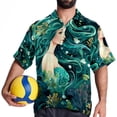 thumbnail image 4 of Mermaid Men's Casual Button Down Short Sleeve Hawaiian Printed Summer Beach Shirts, 4 of 6