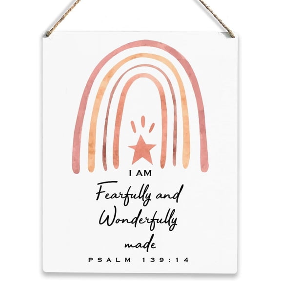 Wood Sign 8x10 Inch Christian Inspirational Quotes Rainbow Wall Art Motivational Rustic Decorative Wall Hanging Wooden Sign Positive Bible Verse Farmhouse Wood Plaque For Home Office Club Decoration