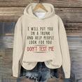 thumbnail image 2 of Hpapadks Womens Hoodies Casual Long Sleeve Letter Graphic Printed Drawstring Blouse Women's Sweatshirt Beige L, 2 of 4