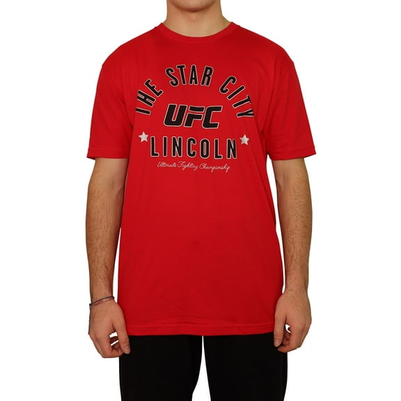 UFC Mens Lincoln The Star City Graphic T-Shirt, Red, Large