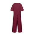 thumbnail image 4 of CILENON Women Casual Outfits Women's Solid Color Suit Loose Shirt And Trousers Two Piece Set Yoga Sets for Women Two Piece Travel Outfits for Women Two Piece Sweatsuit Sets for Women(Wine Red,S), 4 of 5