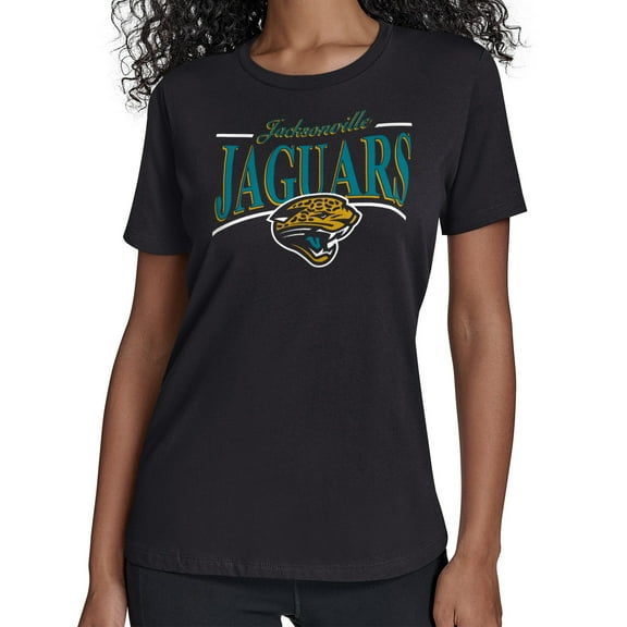 Women's Starter Black Jacksonville Jaguars Throwback Arch Stripe T-Shirt
