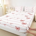 thumbnail image 4 of Erosebridal Kawaii Red Bowknot Full Size Sheets For Girls,Cute Bows Kawaii Stars Bed Sheets 4-Piece, 4 of 6