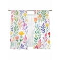 thumbnail image 2 of Watercolor Leaf Floral Sheer Curtains 63 Inches Long 2 Panels Colorful Leaves Light Filtering Semi Sheer Window Curtains Drapes for Bedroom Living Room 52"x63", 2 of 7
