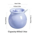 thumbnail image 4 of Qeeadeea/Solid Color Ceramic Sugar Bowl With Lid, Porcelain Sugar Pot With Spoon, Small Salt Pot, Storage Jar, For Coffee Bar, Restaurant-Purple-400ml, 4 of 7