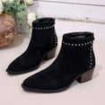 thumbnail image 4 of Viluyesy Womens Dress Boots, Back Zipper Chunky Heels Pointed Toe Fall Winter Comfort Suede Booties Black US5.5, 4 of 9