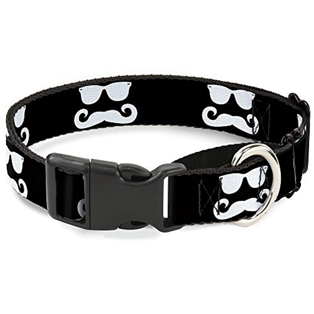 Buckle-Down Martingale Dog Collar - Sunglasses & Mustache Black White - 1" Wide - Fits 15-26" Neck Size - Large