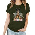 thumbnail image 2 of UPPADA Femmes Joyeuses Easter T-Shirt Bunny Rabbit T-Shirt Graphique Manches Courtes Lettres Amusantes Imprimées Chemises Manches Courtes Col Rond Tuniques Hauts Vert Armée,TTTG, 2 of 5