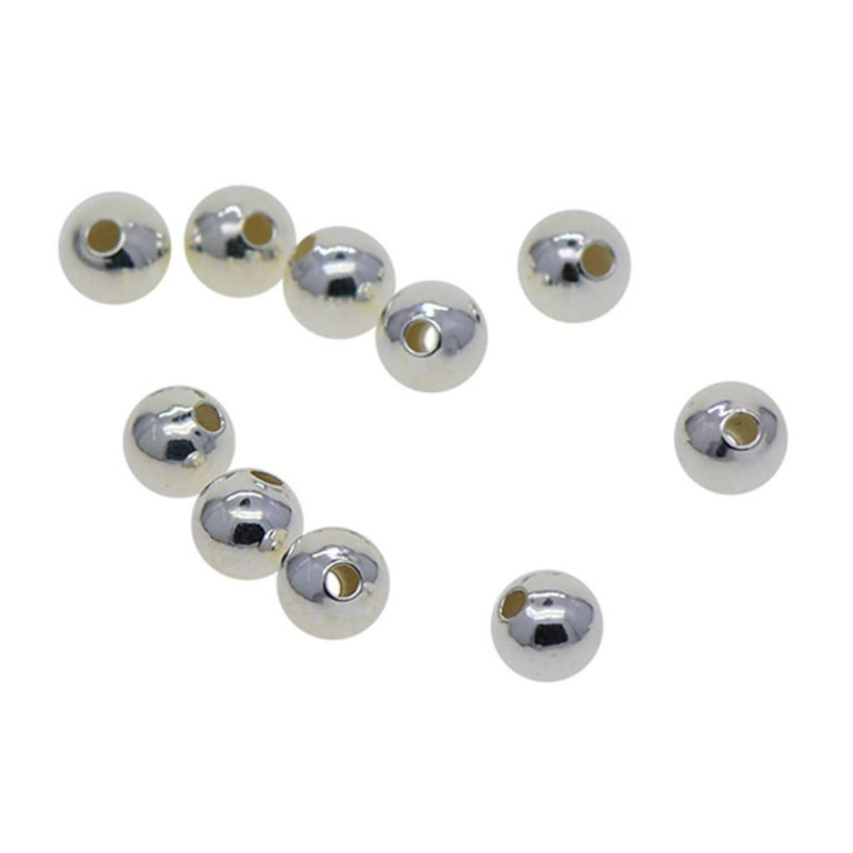 925 Sterling Smooth Round Bead Seamless Spacer Loose Bead DIY
