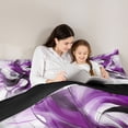 thumbnail image 4 of Homewish Purple Tie Dye Full Size Comforter Sets,Aesthetic Artwork Bedding Comforter Set,Black Reversible,3 Pieces,1 Comforter and 2 Pillowcases, 4 of 7