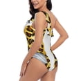 thumbnail image 6 of Daiia Leopard Gnomes Women's One Piece Swimsuits Personalized One Shoulder Swimwear Asymmetric Ruffle Bathing Suits-Medium, 6 of 8