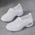 thumbnail image 5 of Women's Mesh Slip On Walking Shoes Breathable Non Slip Summer Wedge Loafers Comfortable Sneakers with Arch Support White Size 8, 5 of 6