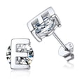 thumbnail image 1 of PROSTEEL Pendientes de botón inicial de plata esterlina para mujer Pendientes de letra E de circonita cúbica Regalo de cumpleaños de Navidad para su mamá, novia e hija, 1 of 8