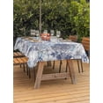 thumbnail image 3 of Outdoor Tablecloths with Umbrella Hole & Zipper, Blue Floral 54x80 Inch Tablecloth Rectangle, Spring Botanical Flowers Leaves Vintage Waterproof Table Cloth, Patio/Pool/Picnic Table Covers, 3 of 8