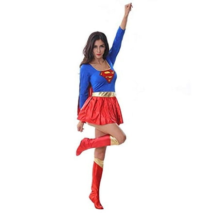 Peachi Women's Halloween Cosplay Party Costume Inspired by Supergirl Superwoman Adult Costum One Size